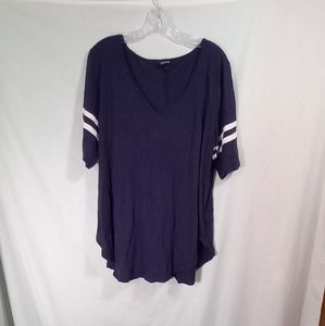 Torrid Blue Slim Fit Heritage Slub V-Neck Tunic Tee - Size 2X